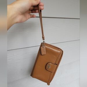 Coach Brown Leather Wristlet Wallet